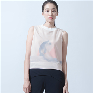 白狐狸印花背心