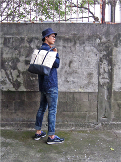 DENIM-POCKETS-手做皮革丹寧帆布多口袋手提/托特/筆電包